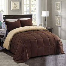 Load image into Gallery viewer, HIG 3pc Down Alternative Comforter Set - All Season Reversible Comforter with Two Shams - Quilted Duvet Insert with Corner Tabs -Box Stitched –Hypoallergenic, Soft, Fluffy (King/Cal King, Chocolate)
