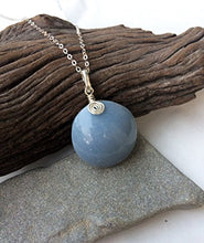Load image into Gallery viewer, Natural Celestite/ Angelite sterling silver handmade pendant
