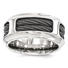 Load image into Gallery viewer, ICE CARATS Edward Mirell Stainless Steel Black Titanium Cable 10.75mm Wedding Ring Band Size 9.00 Man Fancy Fashion Jewelry for Dad Mens Gifts for Him
