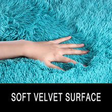 Load image into Gallery viewer, LOCHAS Luxury Velvet Fluffy Carpet Soft Children Rugs Room Mat Modern Shaggy Area Rug for Bedroom Bedside Home Decor 2.6' x 5.3', Turquoise Blue
