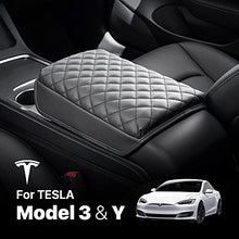 Load image into Gallery viewer, KMMOTORS Model 3, Model y Console Cover, Armrest Cushion, Accessories, Gadgets, Vegan Leather, Console Lid Protector (Black)
