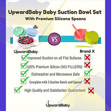 Load image into Gallery viewer, Baby Bowls with Suction - 4 Piece Silicone Set with Spoon - UpwardBaby - for Babies Kids Toddlers - BPA Free - First Stage Self Feeding
