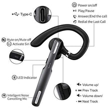 Load image into Gallery viewer, ICOMTOFIT Bluetooth Headset, Wireless Bluetooth Earpiece V5.0 Hands-Free Earphones with Built-in Mic for Driving/Business/Office, Compatible with iPhone and Android (Gray)
