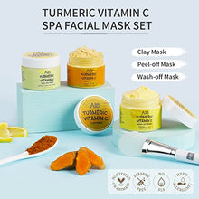 Load image into Gallery viewer, ANAIRUI Turmeric Vitamin C Facial Mask 3-in-1 Travel Mini Kit - Clay Mask, Peel Off Mask, Wash-Off Cream Mask, for Acne &amp; Dark Spots, Oily Skin, Facial Spa Treatment 1.75 oz × 3 ea

