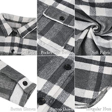 Load image into Gallery viewer, FCSONU Women's Flannel Plaid Shirts Long Sleeve Shacket Jacket Button Down Winter Coats with Pockets Black

