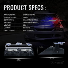 Load image into Gallery viewer, Xprite White Red 16 LED High Intensity Emergency Hazard Warning Strobe Lights w/Suction Cups for Volunteer Firefighter Law Enforcement Vehicles Truck Interior Roof Windshield Dash Deck Flash Light
