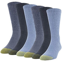 Load image into Gallery viewer, Gold Toe Men's 656s Cotton Crew Athletic Socks, Multipairs, Washed Blue Heather (6-Pairs), Large

