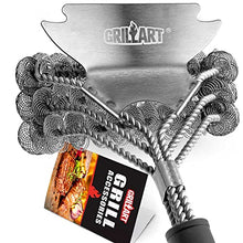 Load image into Gallery viewer, Grill Brush and Scraper Bristle Free – Safe BBQ Brush for Grill – 18'' Stainless Grill Grate Cleaner - Safe Grill Accessories for Porcelain/Weber Gas/Charcoal Grill – Gifts for Grill Wizard
