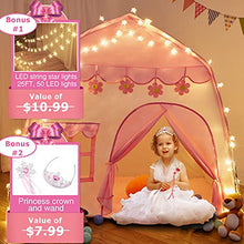 Load image into Gallery viewer, TTLOJ Kids Play Tent for Girls, 420D Thick Oxford Fabric, Princess Playhouse, Pink Castle, Children Fairy Tale Teepee Tent, Indoor Outdoor, Bonus Star Lights, Princess Crown &amp; Wand, Birthday
