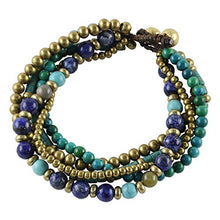 Load image into Gallery viewer, NOVICA Lapis Lazuli Brass Beaded Torsade Bracelet 'Freedom of Expression in Blue'
