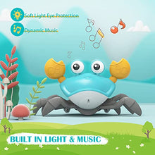 Load image into Gallery viewer, Adebena Sensing Crawling Crab, Tummy Time Baby Toys with Music Sounds &amp; Lights, Fun Early Development Walking Dancing Crab Toy, Infant Birthday Gifts for Babies Boys Girls Toddlers, USB Rechargeable
