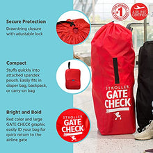 Load image into Gallery viewer, J.L. Childress Gate Check Bag for Single Umbrella Strollers, Durable and Lightweight, Water-Resistant, Drawstring Closure with Adjustable Lock, Webbing Handle, Includes Stretch Zipper Pouch, Red
