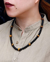 Load image into Gallery viewer, Jewever Starry Sky Tiger Eye/Black obsidian Crystal Necklaces Energy Reiki Healing Gemstone Natural Stone Jewelry for Women Mens Necklace Jewelry Strand
