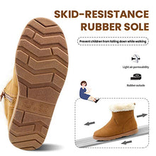 Load image into Gallery viewer, LseLom Girls Boots Kids Soft Plush Lining Fur Collar Warm Ankle Snow Boots with Zipper Winter Flat Bootie Indoor Outdoor Shoes for Toddler Girls 9 US Brown
