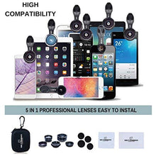 Load image into Gallery viewer, SHUTTERMOON UPGRADED Phone Camera Lens Kit for iPhone 11/Xs/R/X/8/7/6s/Smartphones/Pixel/Samsung/Android Phones Camera. 2xTele Lens Zoom Lens+Fisheye Lens+Super Wide Angle Lens&amp;Macro Lens+CPL (5 in 1)
