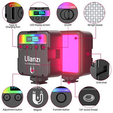 Load image into Gallery viewer, ULANZI VL49 RGB Video Lights, LED Camera Light 360° Full Color Portable Photography Lighting w 3 Cold Shoe, 2000mAh Rechargeable CRI 95+ 2500-9000K Dimmable Panel Lamp Support Magnetic Attraction
