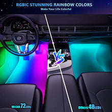 Load image into Gallery viewer, DR.CAR Interior Car Lights, RGBIC Car LED Lights with APP &amp; Remote Control, 16 Million Colors, Music Sync, Timing Function, Two-Lines Design 72 LED Lights for Car, DC 12V

