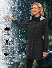 Load image into Gallery viewer, Women Rain Jackets Hooded Lightweight Raincoat Outdoor Waterproof Windbreaker Black M
