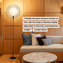 Load image into Gallery viewer, Brightech Eclipse Modern LED Torchiere Floor Lamp - Very High Brightness, Indoor Lamp - Living Room Standing Light - Alternative To Halogen - Built In Touch Dimmer - Black

