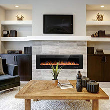 Load image into Gallery viewer, Joy Pebble Electric Fireplace, in-Wall Recessed and Wall Mounted 750/1500W Fireplace Heater, Touch Screen, Remote Control with Timer, Black (60 inch)
