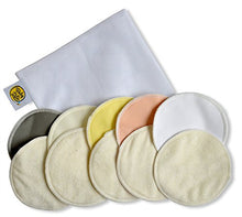 Load image into Gallery viewer, Organic Bamboo Nursing Pads (10 Pack) with Laundry Bag by Baby Zelis - Ultra Soft, Reusable, Hypoallergenic, Washable Breast Pads in Gift-Ready Packaging
