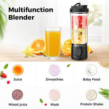 Load image into Gallery viewer, Portable Blender, Kollea Personal Size Blender for Shakes and Smoothies 18oz Smoothie Blender Juice Maker with 6 Blades, Travel Blender for Sports, Gym, Travel, Home, Office Use (Black)

