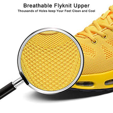 Load image into Gallery viewer, Quseek Men's Air Running Shoes Athletic Tennis Walking Sneakers Breathable Non-Slip Lace-up Sports Shoes for Fitness Jogging Working Yellow Size 7
