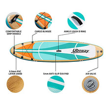 Load image into Gallery viewer, Uboway Inflatable Paddle Boards Stand Up: 10/11 feet SUP with Adjustable Paddle Backpack Pump Leash Fin Youth Adults Standup Paddleboard (Teal)
