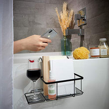 Load image into Gallery viewer, iDesign Everett Metal Over the Side Bathtub Caddy Basket for Master, Guest, Kid's Bathroom, 12.08" x 10.2" x 6.64", Matte Black
