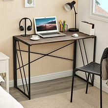 Load image into Gallery viewer, Aingoo No Assembly Folding Computer Writing Desk Industrial Style Home Office Study Laptop Gaming Table for Small Space Brown
