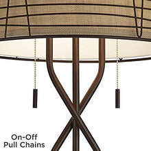 Load image into Gallery viewer, Marlowe Modern Floor Lamp Industrial Bronze Woven Iron and Burlap Double Drum Shade for Living Room Reading Bedroom - Franklin Iron Works
