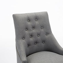 Load image into Gallery viewer, LSSBOUGHT Set of 2 Fabric Dining Chairs Leisure Padded Chairs with Black Solid Wooden Legs,Nailed Trim,Gray

