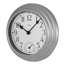 Load image into Gallery viewer, Equity by La Crosse 29007 Outdoor Thermometer &amp; Humdity Wall Clock, 8", Metallic Silver
