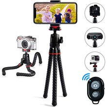 Load image into Gallery viewer, Phone Tripod LINKCOOL 360 Degree Rotation Flexible Octopus Travel Tripod for iPhone/Smartphone/Ipad/DSLR/Sports Action Camera with Bluetooth Wireless Remote Shutter - Black
