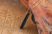Load image into Gallery viewer, COAI Gold Plated Stainless Steel Obsidian Stone Bar Necklace
