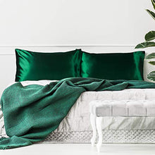 Load image into Gallery viewer, Bedsure Satin Pillowcase for Hair and Skin, 2-Pack - Standard Size (20x26 inches) Pillow Cases - Satin Pillow Covers with Envelope Closure, Dark Green
