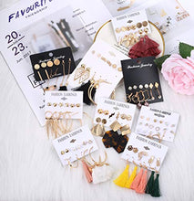 Load image into Gallery viewer, Hanpabum 54 Pairs Fashion Tassel Earrings Set Bohemian Acrylic Hoop Stud Drop Dangle Earrings for Birthday/Party/Christmas/Friendship Gifts

