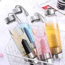 Load image into Gallery viewer, ChezMax Crystal Glass Water Bottle Energy Quartz Gemstone Water Bottle with Changeable Natural Crystal Center for Healing and Wellness
