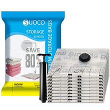 Load image into Gallery viewer, SUOCO Vacuum Storage Bags 8 Pack (Jumbo 30" x 40") Space Saver Compression Bags with Travel Hand Pump
