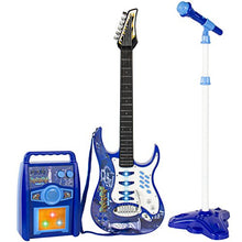 Load image into Gallery viewer, Best Choice Products Kids Electric Guitar Play Set w/ Whammy Bar, Microphone, Amp, AUX, Blue
