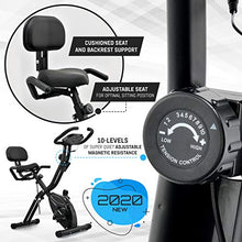Load image into Gallery viewer, Folding Exercise Bike with 10-Level Adjustable Magnetic Resistance | Upright and Recumbent Foldable Stationary Bike is the Perfect Workout Bike for Home Use for Men, Women, and Seniors (Black/Black)
