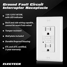 Load image into Gallery viewer, 5 Pack - ELECTECK 15A/125V Tamper Resistant GFCI Outlets, Decor Receptacle with LED Indicator, Decorative Wall Plates and Screws Included, Residential and Commercial Grade, ETL Certified, White
