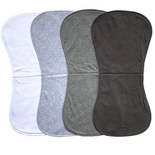 Load image into Gallery viewer, Burp Cloths for Babies, Large Size, Triple Layers, Extra Soft Absorbent and Thick, 4 Packs, Dark Grey Light Grey and White
