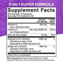Load image into Gallery viewer, Viva Naturals Elderberry, Vitamin C, Zinc, Vitamin D3 5000 IU &amp; Ginger - Antioxidant &amp; Immune Support Supplement, 2 Month Supply (120 Capsules) - 5 in 1 Daily Immune Support for Adults
