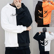 Load image into Gallery viewer, Litetao Men Pullover Hoodie Sweater Smile BE Happy Print Patchwork Hip Hop Costume (M, Orange)
