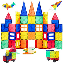 Load image into Gallery viewer, Magnetic Tiles, 60 PCS Magnetic Blocks Building Blocks for Kids, Magnet Toys for Boys Girls Toddlers Children 3 4 5 6 7 8 Year Old Educational Learning Toys Building Tiles with Car
