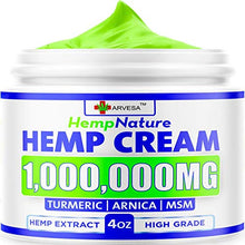 Load image into Gallery viewer, Natural Hemp Cream - 1,000,000 - Fast Relief - Muscle, Joint, Foot &amp; Back with Hemp, Arnica, Turmeric | Natural Hemp Oil Extract Gel - Made in USA - 4oz
