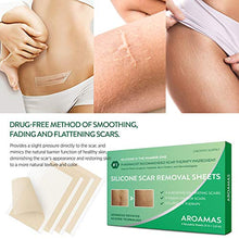Load image into Gallery viewer, Aroamas, Silicone Scar Removal Sheets - for Keloid, C-Section, Hypertrophic, Surgical Scars and More Reusable and Washable 3"×1.57", 4 Sheets (2 Month Supply)
