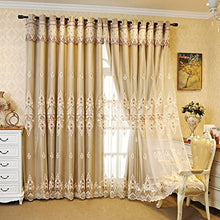 Load image into Gallery viewer, Curshimer Luxury Double Layer Blackout Curtain with Sheer European Embroidered Window Drape for Living Room Sliding Glass Door, 1 Panel (Beige, W 78'' x H 86'')
