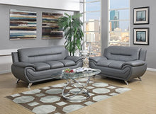 Load image into Gallery viewer, GTU Furniture Contemporary PU Leather Sofa &amp; Loveseat Set, 2 Piece Sofa Set (Grey)
